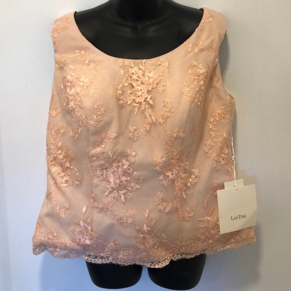 Lan Ting Bride Peach Lace Top Size 18W